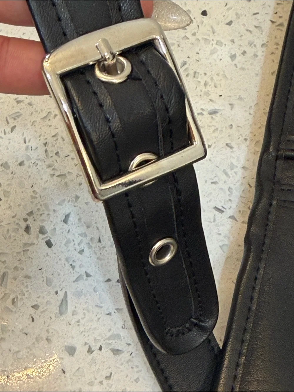 Unisex vintage Coach Black Leather Messenger backpack